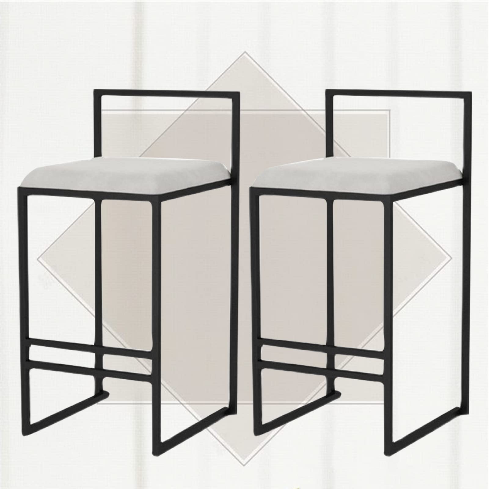 Tabouret de bar de cuisine lot de 2 assises vintage en velours pour vos repas en famille