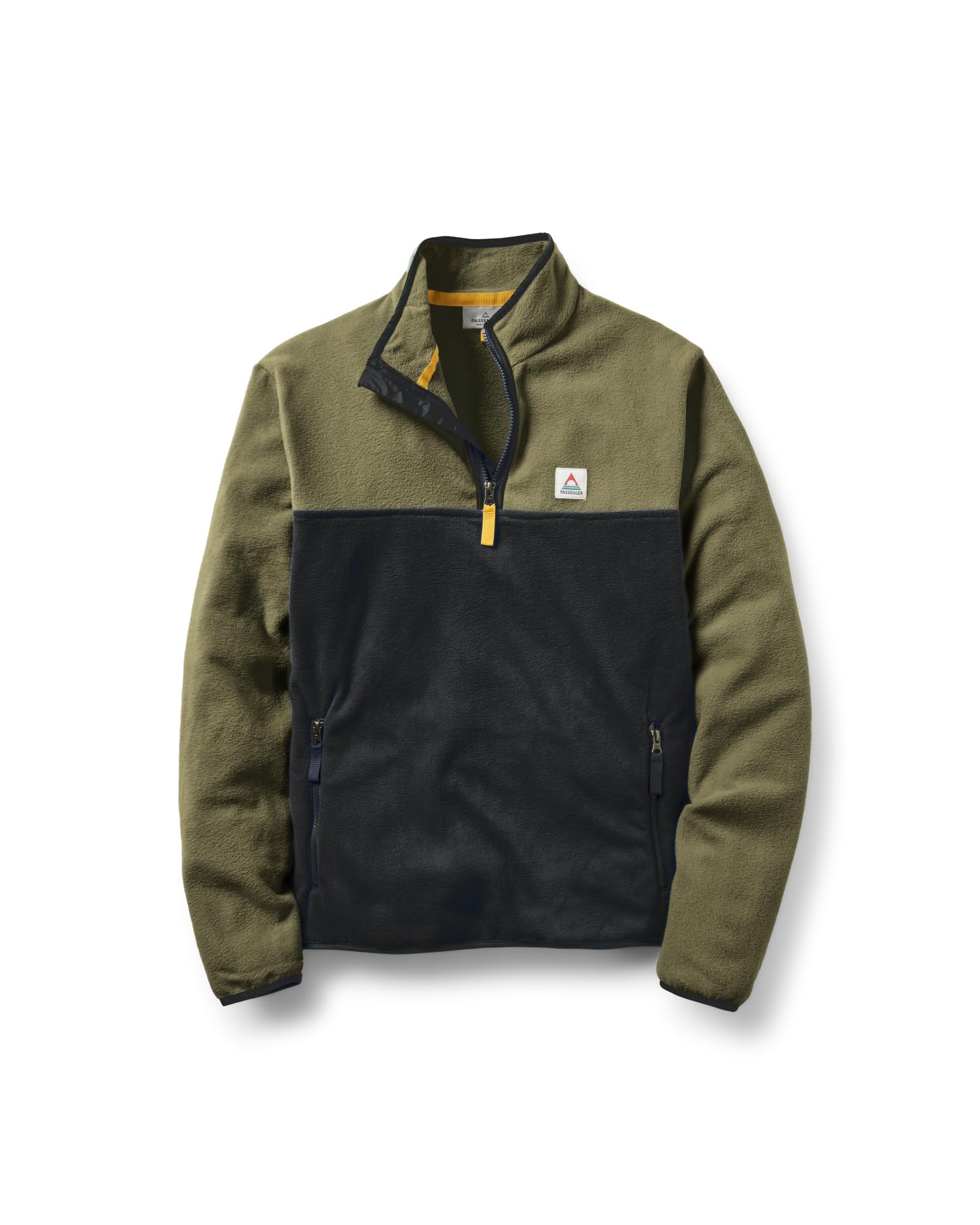 Passenger Men's Khaki Set Off Recycled Quarter Zip Fleece (Uk, Alpha, Xxl, Regular, Regular, )