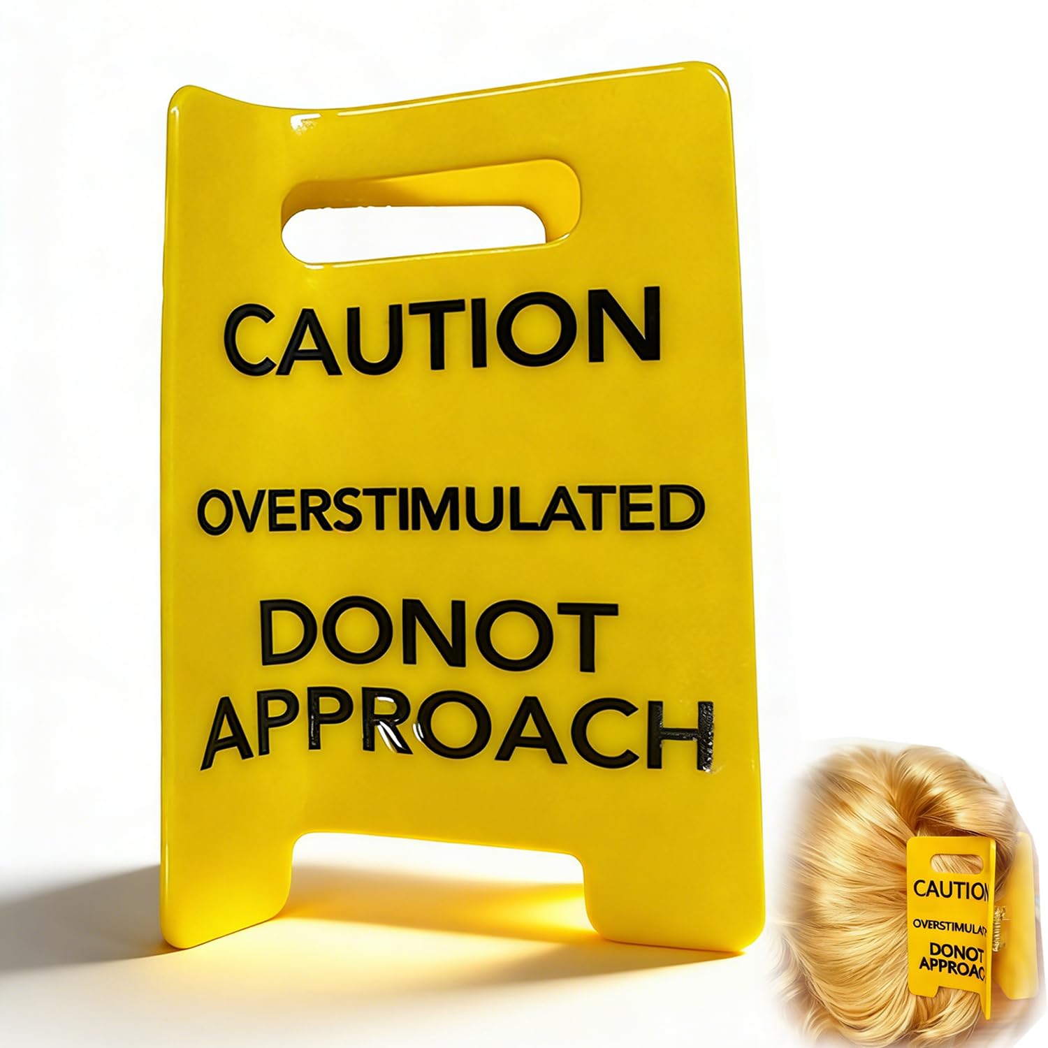 Overstimulated Caution Sign Hair Claw Clip, caution hair clip, Do Not Approach Sign Hair Claws Hair Clips, Quirky Daily Party Hair Barrette Funny Gag Gift for Women and Coworkers(Large)