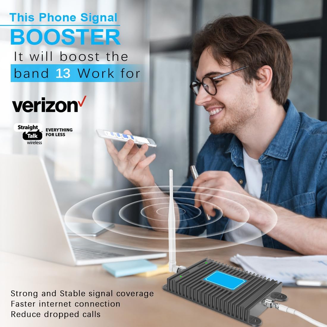 Cell Phone Signal Booster Verizon 5G 4G 700MHz Band 13 LTE Cell Signal Booster, Outdoor Directional and Indoor Omni-Directional Antenna Kit for Home, FCC Approved