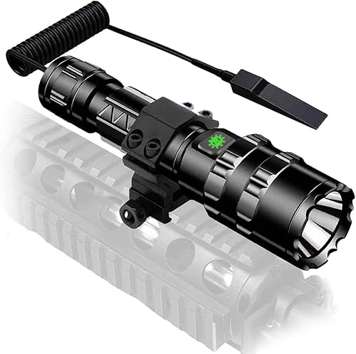 Miniatura 2 de Linterna táctica con montaje de rieles Picatinny e interruptor de presión, 5 modos súper brillante USB recargable linterna impermeable linterna de