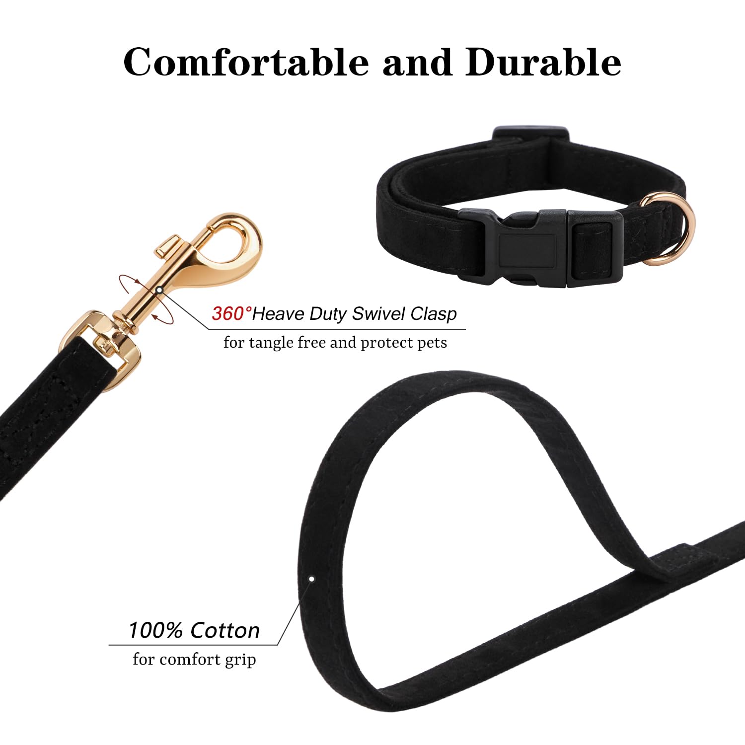 Hundegeschirr-Set (Geschirr, Halsband, Leine) – Leicht, Weich, Verstellbar, Kein Ziehen, Für Kleine & Mittlere Hunde (Beige, XXS–M)