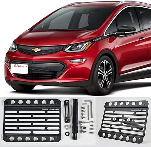 Miniatura 2 de Para Chevrolet Bolt EV 2017 en adelante - Soporte de reubicación de montaje de placa de matrícula con gancho de remolque para parachoques delantero