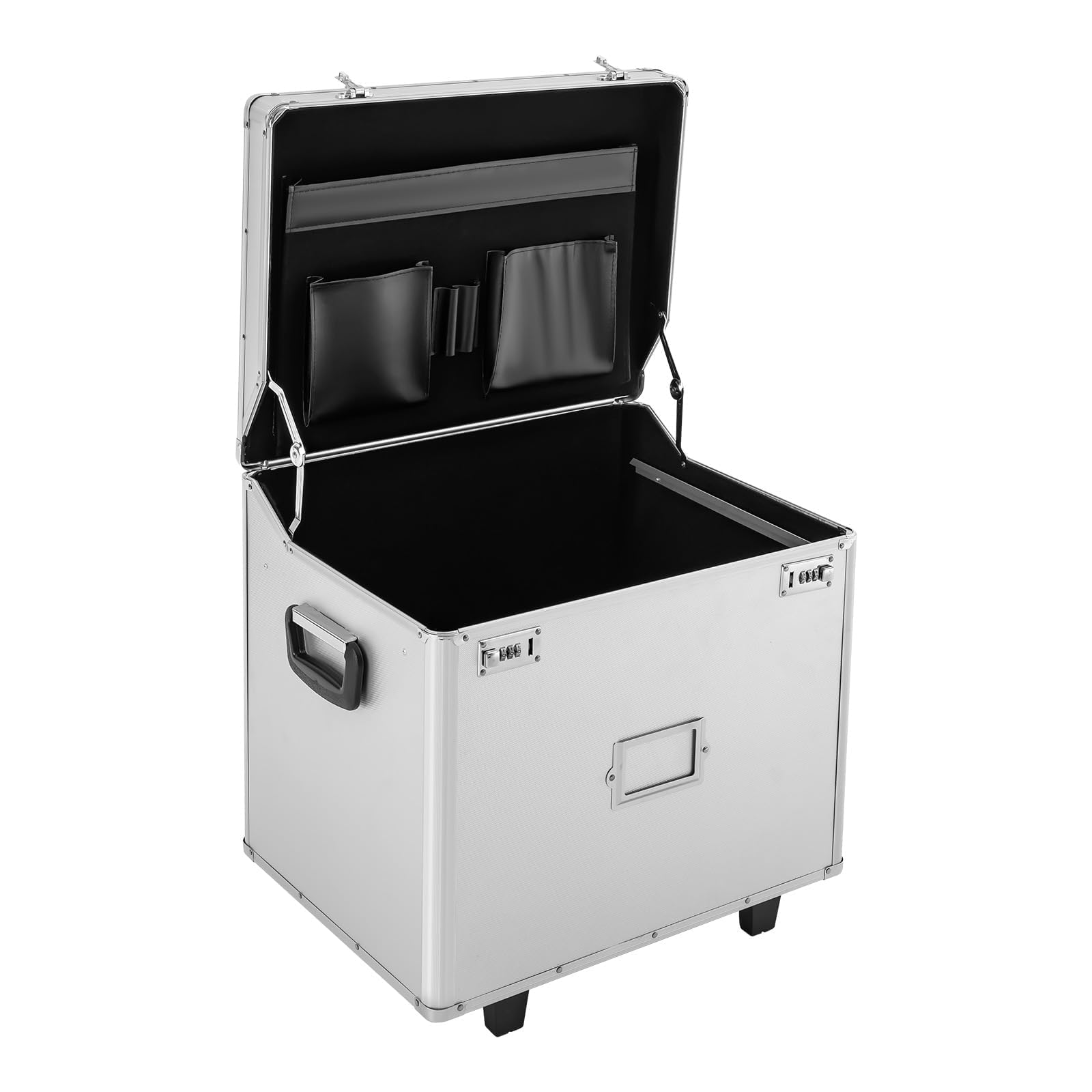 sertheha Portable File Organzier Box, Fireproof Rolling Document Box with Handle, Aluminum Alloy Locking File Organzier Storage Box for Hospitals Schools Banks Homes Offices