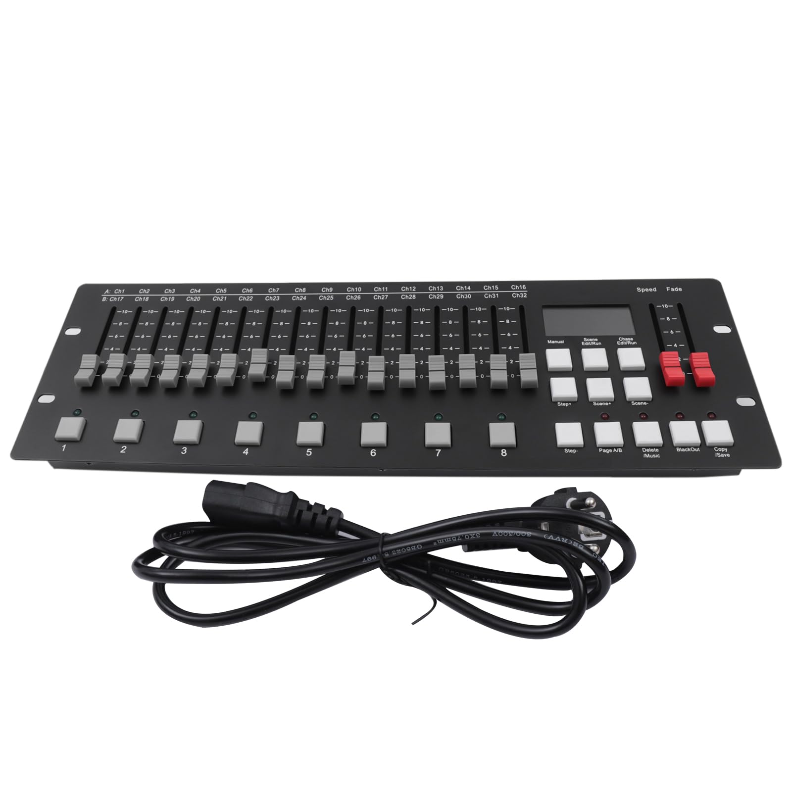 Pannello controller DMX DMX512, console di illuminazione, display LED, 256 canali, per il programma dell'illuminazione del palco, da modificare, colore nero