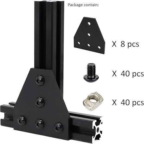 Miniatura 15 de 20 juegos 2020 de extrusión de aluminio 2020 soporte de esquina con ranura en T Serie 20 Hardware extruido conector de ángulo recto de 90 grados