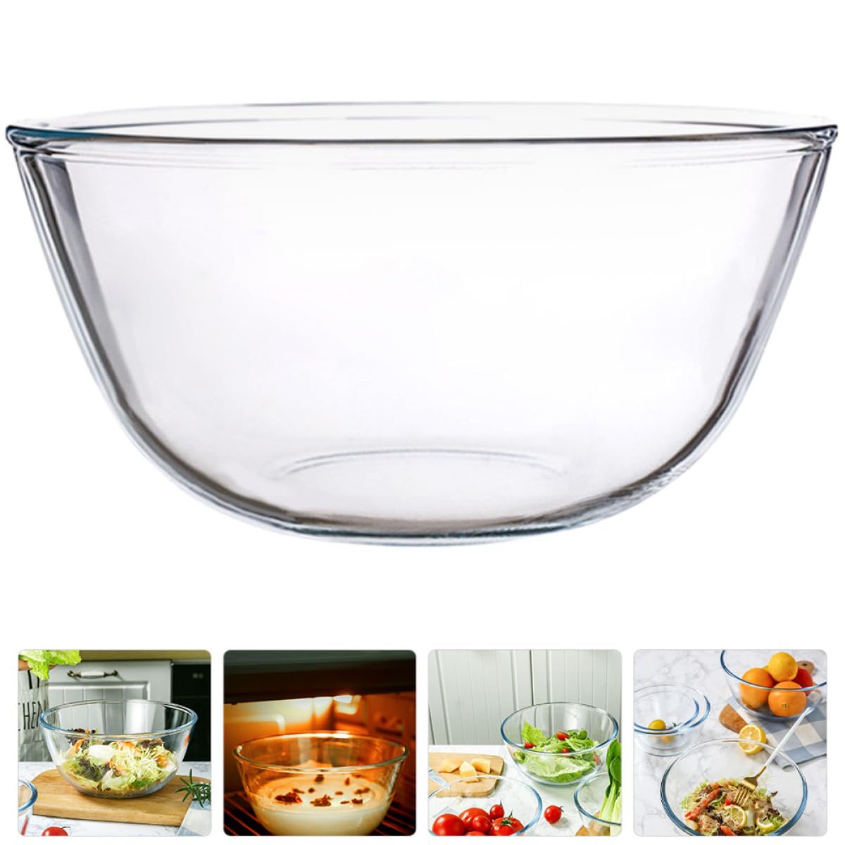 PRETYZOOM Saladier en Verre Rond 2700ml Élégant et Fonctionnel, Bol à Dessert Multifonction Cuisine, Résistant et Sûr Utilisation Quotidienne