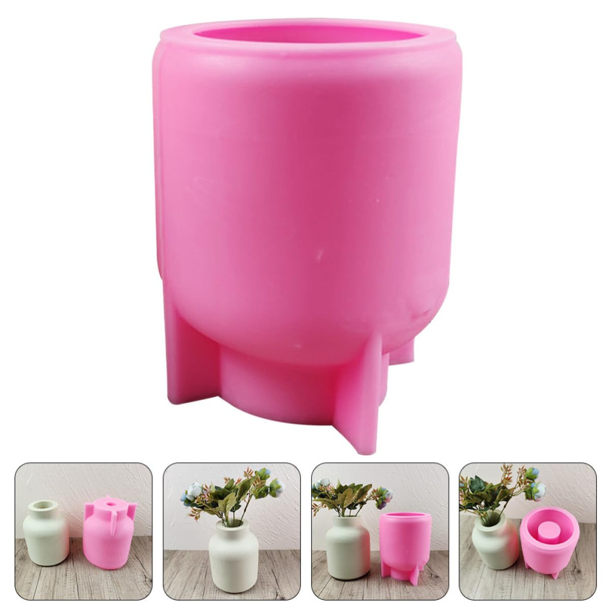 Molde de Jarrón Redondo de Silicona Rosa para DIY y Tienda | Interior Liso y Alta Transparencia, Fácil Desmoldeo, para Principiantes