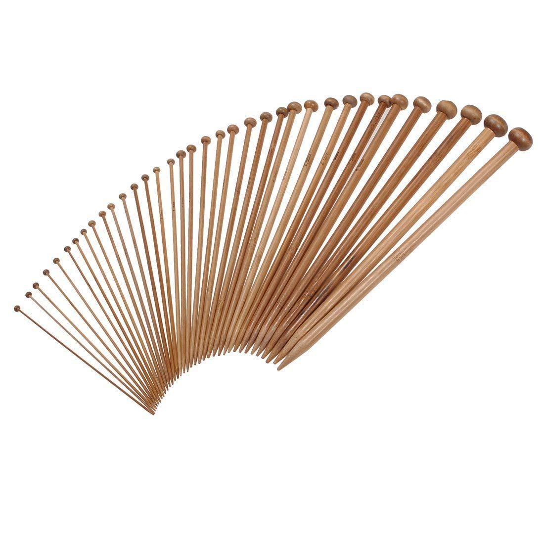 Muiltvoe 36Pcs Knitting Needles,Bamboo Knitting Needles Set Single Pointed Needles Kit,Perfect For Beginners & Experienced Knitters,25Cm Superiorâ€‚Quality And Creativedurable
