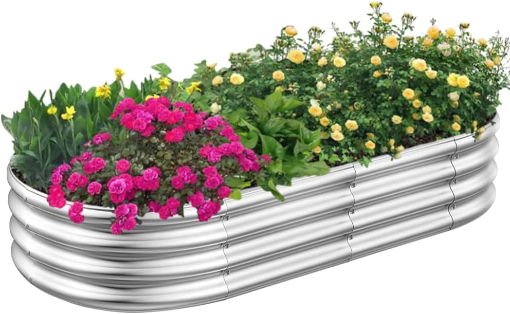 RAYKEEP Galvanized Raised Garden Bed for Vegetables (4x2x1(ft))