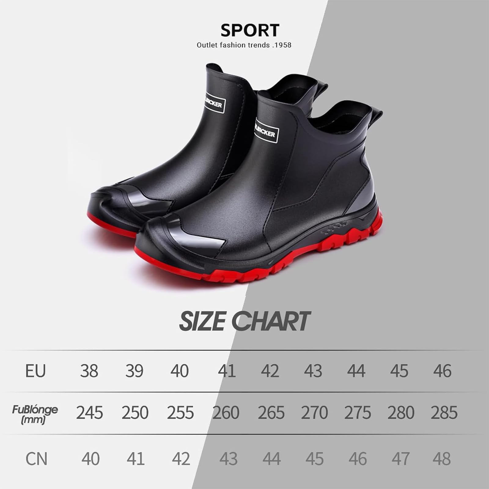 Bottes Caoutchouc Homme Bottes de Pluie Femme ImperméAbles à l'eau AntidéRapantes Chaussures de Travail Homme Bottes Jardin Élégant et Confortable LumièRe Doux 38-46EU