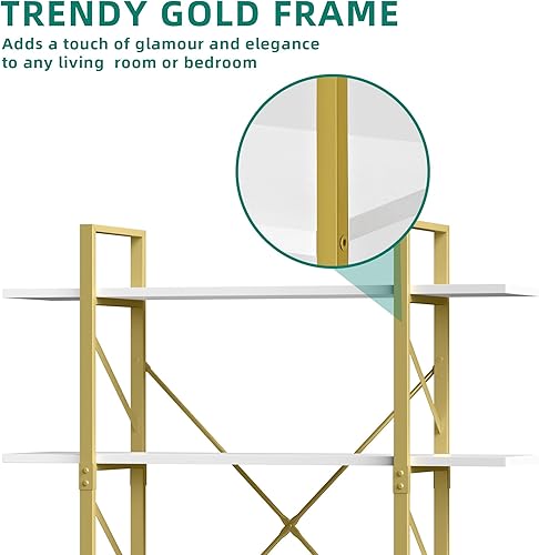 Miniatura 4 de YITAHOME Estantería dorada de 5 niveles, estantería ancha y moderna de 70.9 pulgadas de alto, estantes de almacenamiento abiertos en sala de