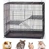 3-Levels Easy Portable Collapsible Ferret Chinchilla Sugar Glider Rats Mouse Animal Critter Bite-Proof Metal Carrier Travel Cage with Narrow 3/8-Inch Bar Spacing Easy to Setup No Tools Needed