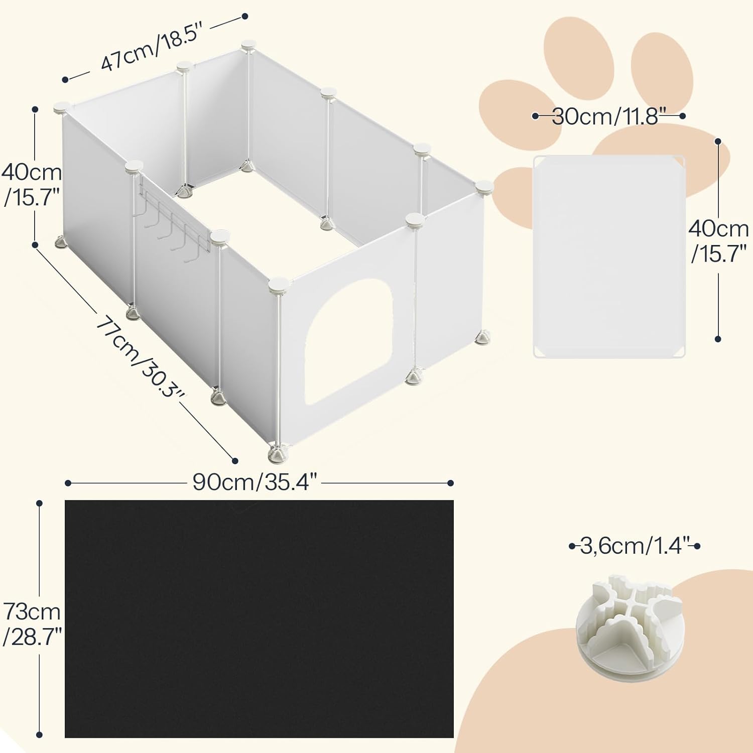 HOOBRO Cat Litter Box Enclosure with Large Oxford Mat, Extra Large Litter Box Shield with Row-Hook, 30.3" L x 18.5" W x 15.7" H, Compatible with Most Litter Boxes, White BW07PP03