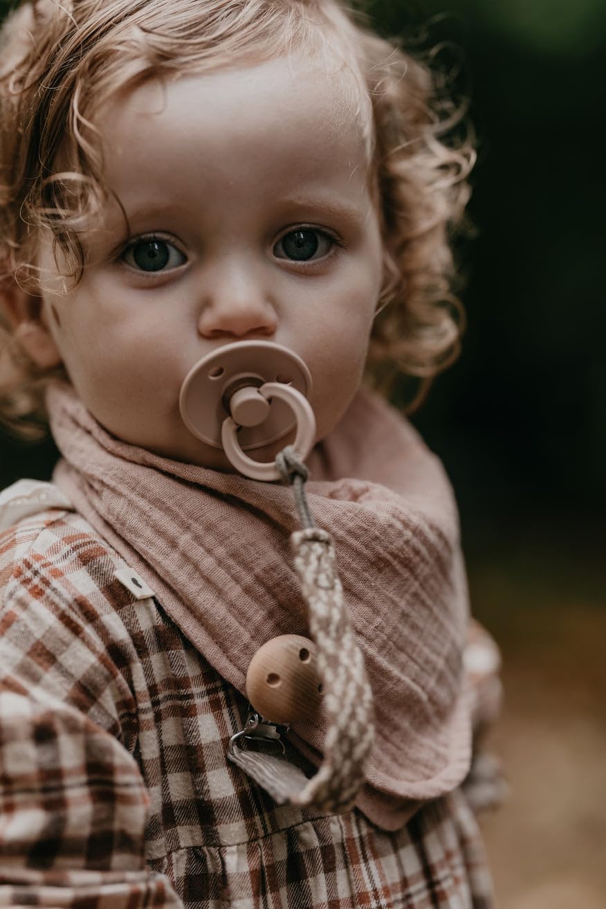 BIBS Paci Braid. Catenella per succhietto Cotone 100% biologico. Disegnato in Danimarca, Misura unica (0-36 mesi), Blush/Ivory