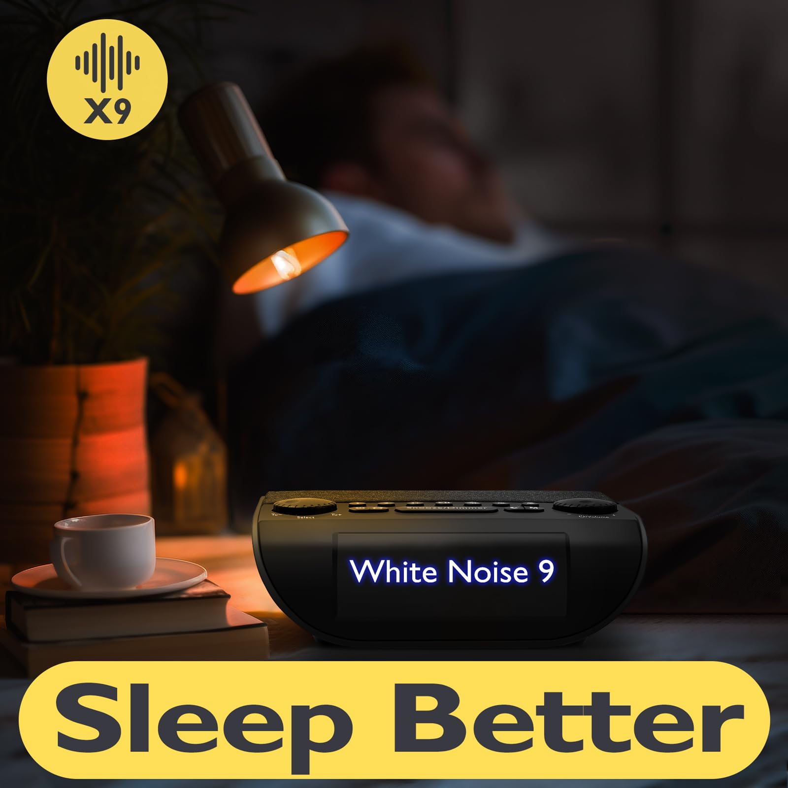 UP-Pro Radio Despertador Dab+/FM con Bluetooth, Alarma Potente de 90 dB para Dormilones, Doble Alarma, Snooze, 9 Ruido Blanco, Altavoces Estéreo, Pantalla Grande Totalmente Regulable | Negro