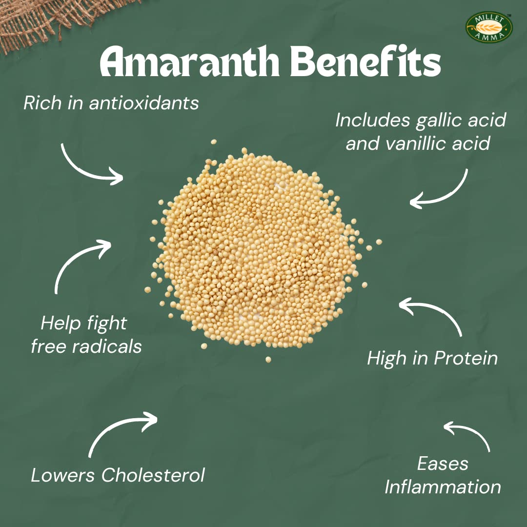 Millet Amma Organic Amaranth Grain 1kg | Unpolished, High in Protein & Fibre - Gluten Free & Vegan - Image 4 thumbnail