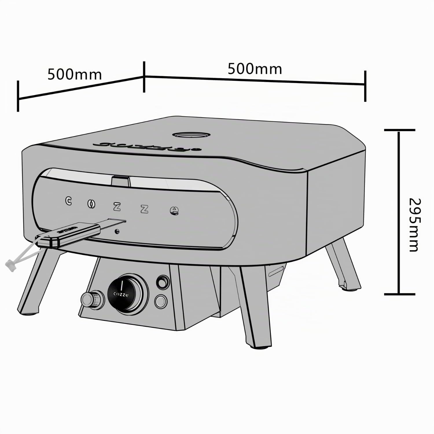 Cozze Forno per pizza a gas, edizione nera, con pietra rotante, Ø 34,5 cm – 600°C, pizza in 2 minuti