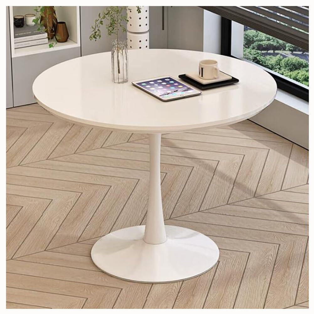 Table de salle à manger ronde en forme de tulipe blanche – Table de cuisine moderne élégante de 80 cm pour salon et petits espaces