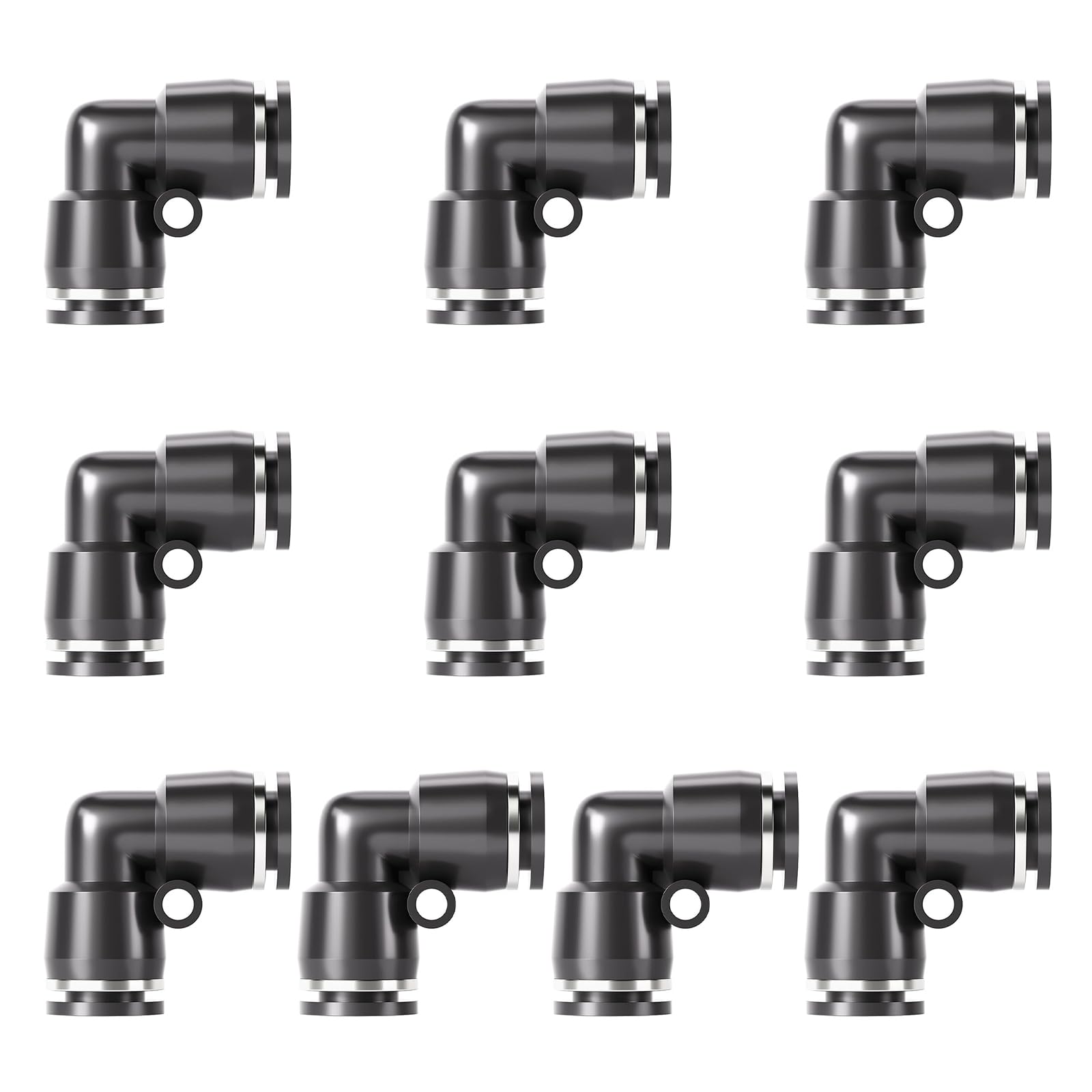 TAILONZ PNEUMATIC Gomito nero 6 mm OD per il collegamento di raccordi per tubi Tenuta a pressione PV6 (confezione da 10)
