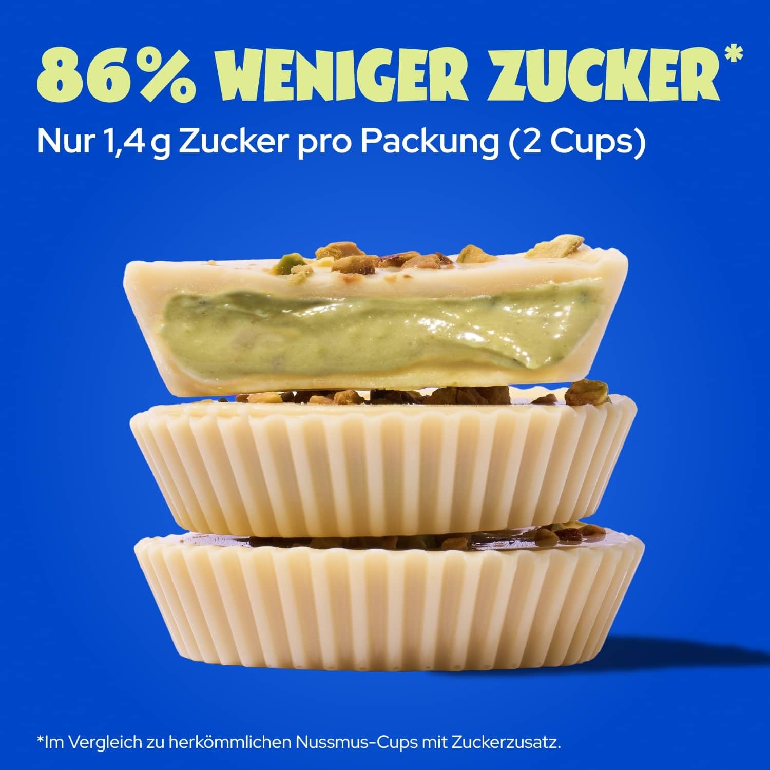 ahead High Protein White Chocolate Pistachio Cups 12 x 34g 9,4g Protein pro Pack Glutenfrei Ohne Zuckerzusatz