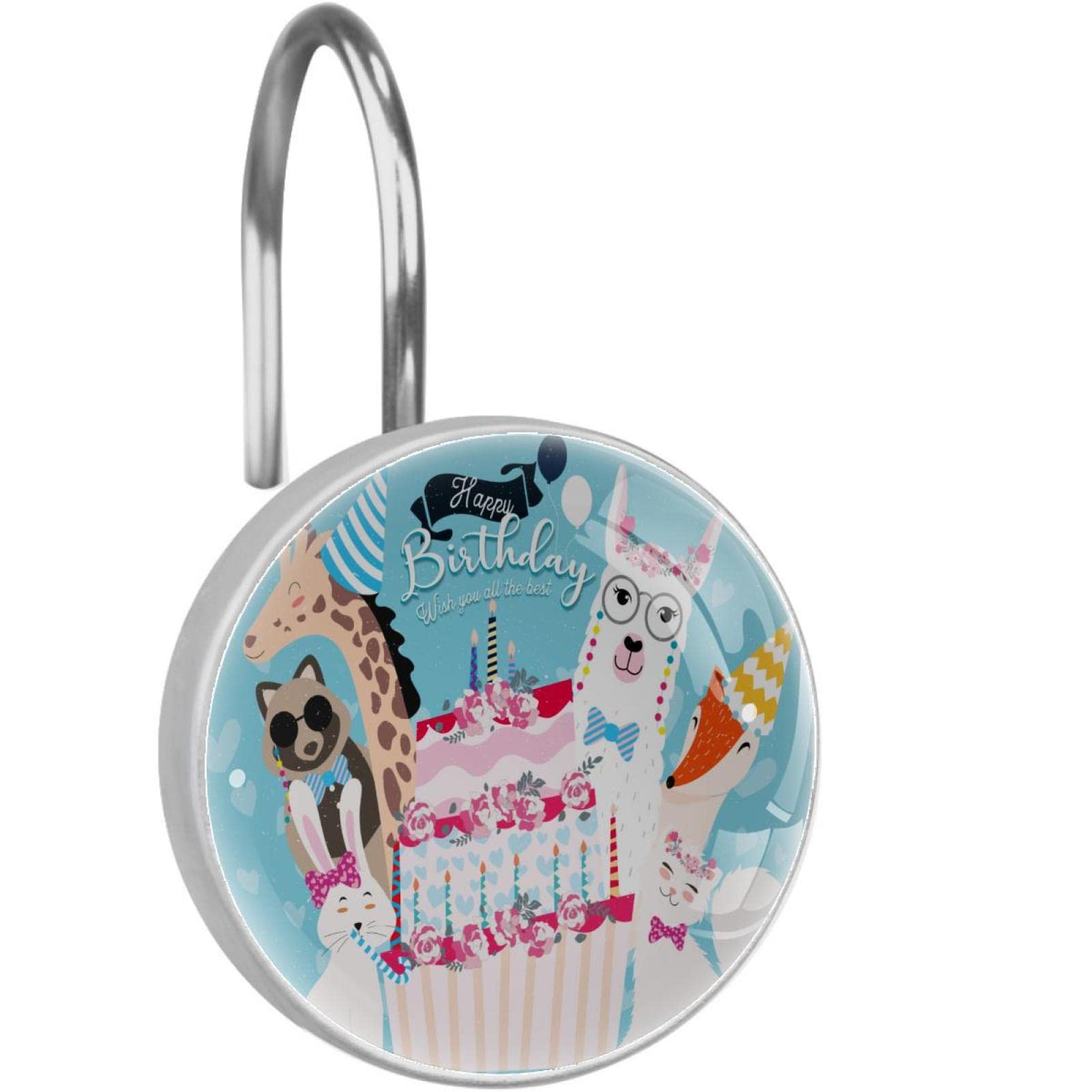 Crochets de rideau de douche suspendus lot de 12 anneaux inoxydables décoratifs animaux