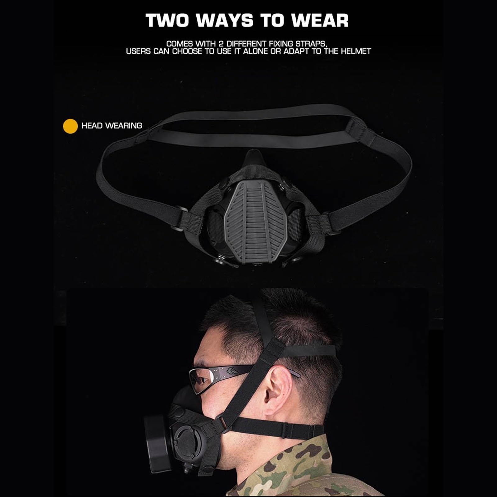 Respirador táctico SOTR de media cara con micrófono integrado y filtro reemplazable, máscara lista para comunicación para Airsoft