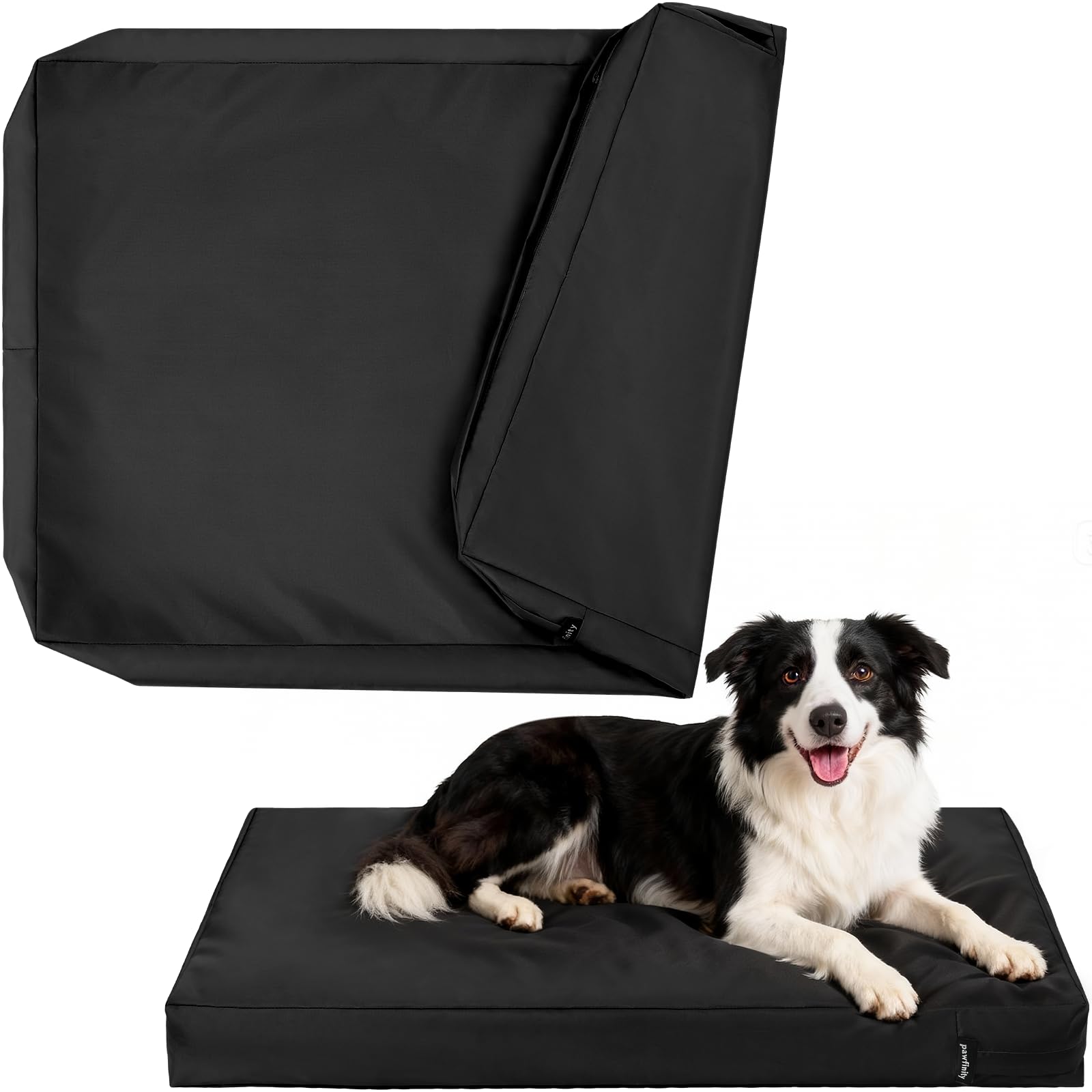 Waterproof Dog Bed Cover Replacement Washable, Easy to Clean, Pet Hair Resistant, Heavy Duty Oxford, Zipper Closure, Indoor/Outdoor Use, Fits 42 Inch Dog Crate - Large - 41"x 27"x 4", Black