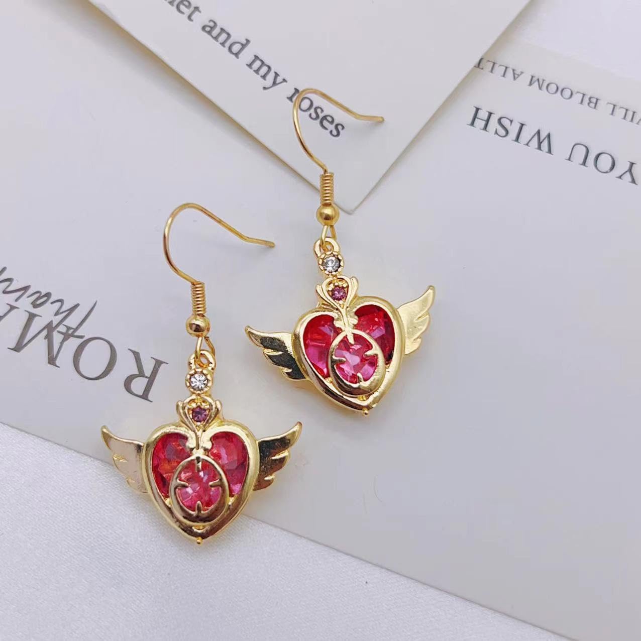 Lovely Heart and Crown Crystal Dangle Earrings - Sweet Cosplay Jewelry for Women - Image 3