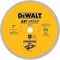 DEWALT DW4760 7-Inch Ceramic Tile Diamond Blade - Continuous Rim for Chip-Free Dry/Wet Cuts on Tile & Stone, Yellow