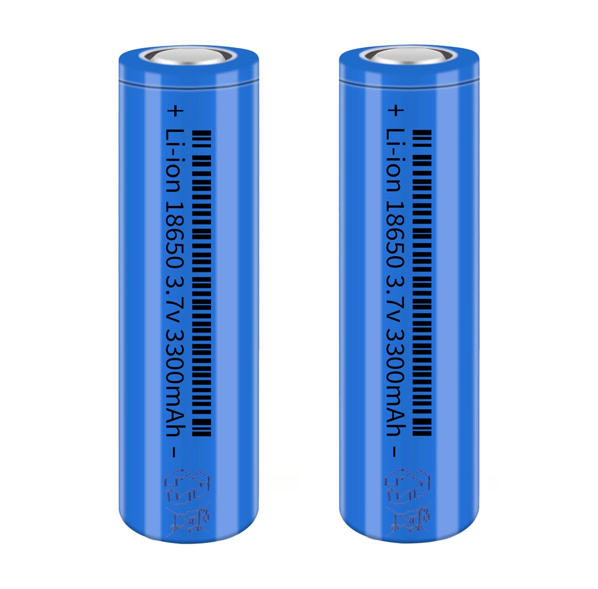 3.7Volt 2 Pack 18650 Rechargeable Battery 18650 Flat Top Batteries for Headlamp,LED Flashlight,Mini Fans etc(Blue)