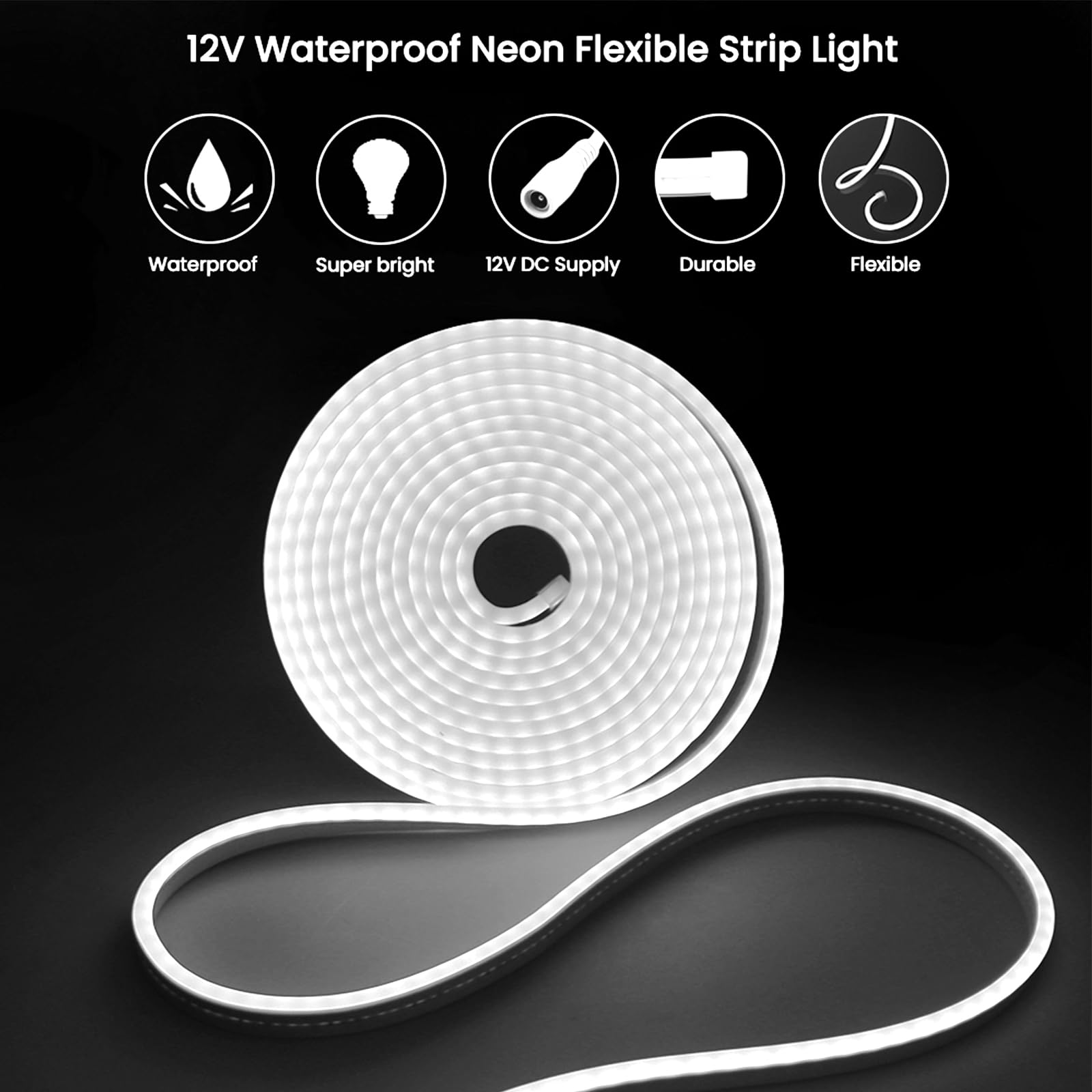 KISUFU 12V Neon Striscia di Luce Solare Outdoor,SMD 2835 120 Led/m IP67 impermeabile Striscia luminosa a energia Solare con telecomando,8 modalità, Strisce luminose per giardino, portico,casa,patio