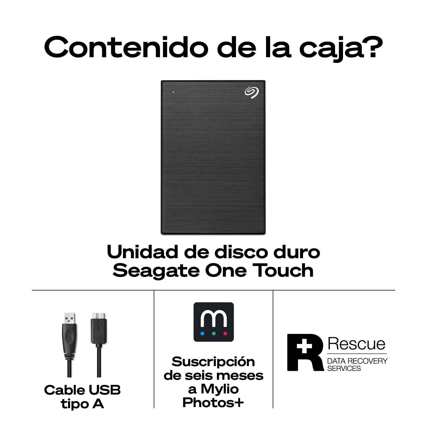 Seagate One Touch 5TB, con protteción de contraseña, disco duro externo portátil, PC, portátil y Mac, USB 3.0, Space Gray, incl. Rescue Services (STKZ5000404)