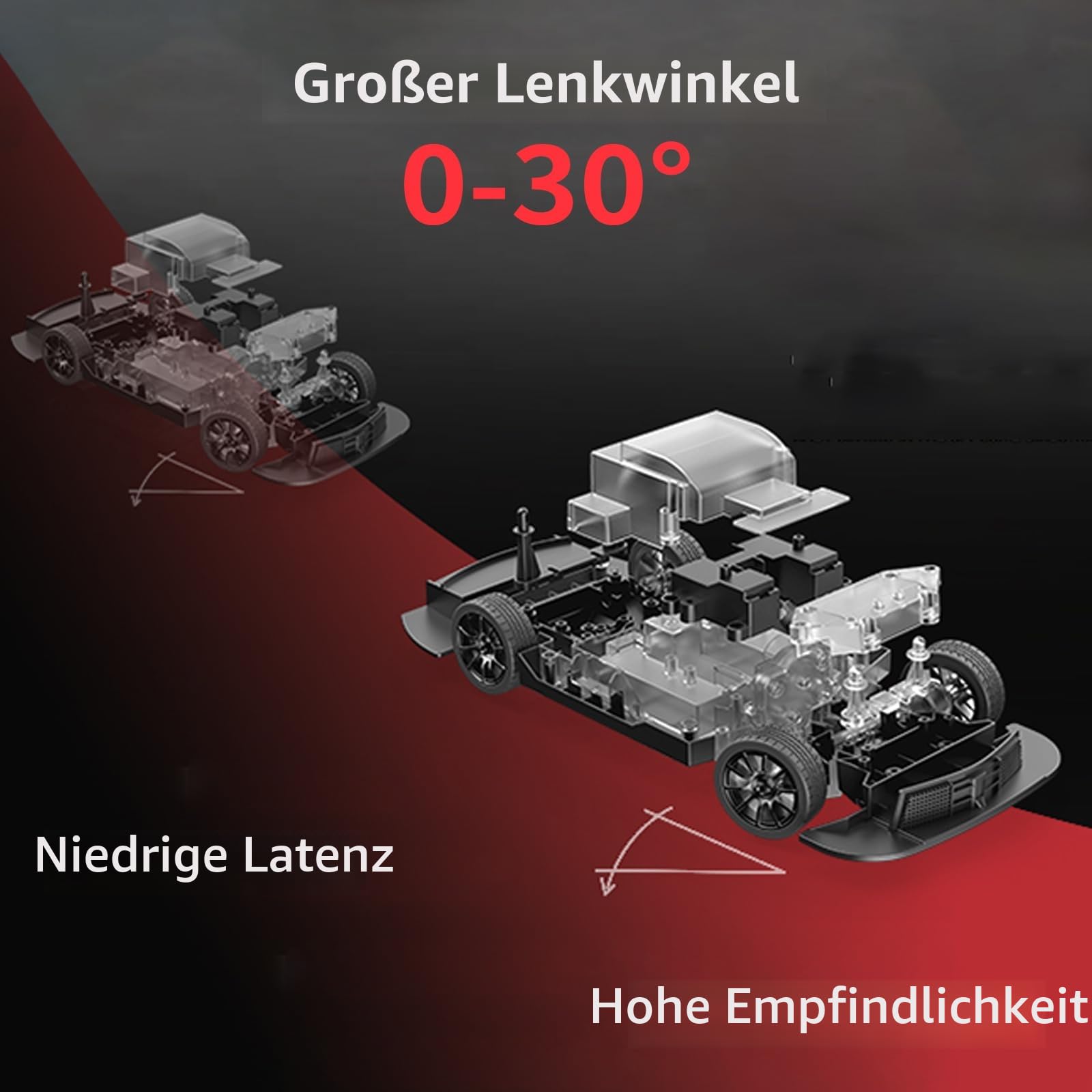Drift Auto, 30 km/h RC Drift Car 1:16 2,4 GHz Ferngesteuertes Auto 4WD RC Auto Drift Car mit LED Licht, 4 Rennen und Drift-Rädern, Cooler Roter Retro Stil