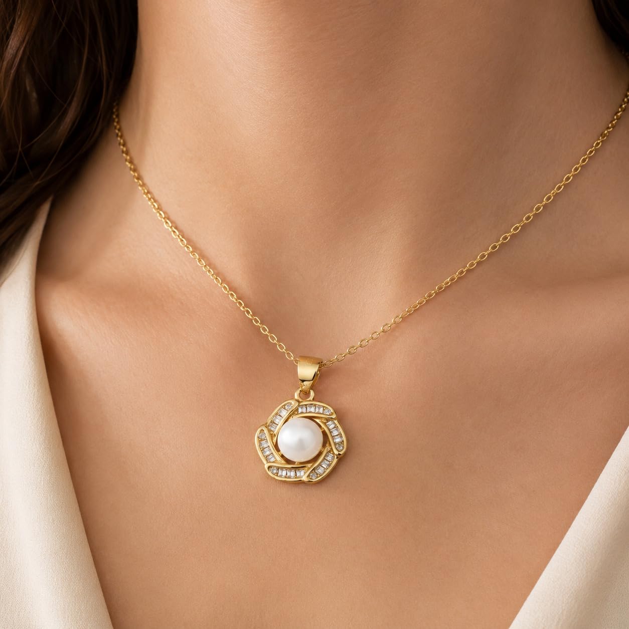 Anhänger Ohrringe Kette Perle 925 Silber gold Schmuck Set Damen Halskette