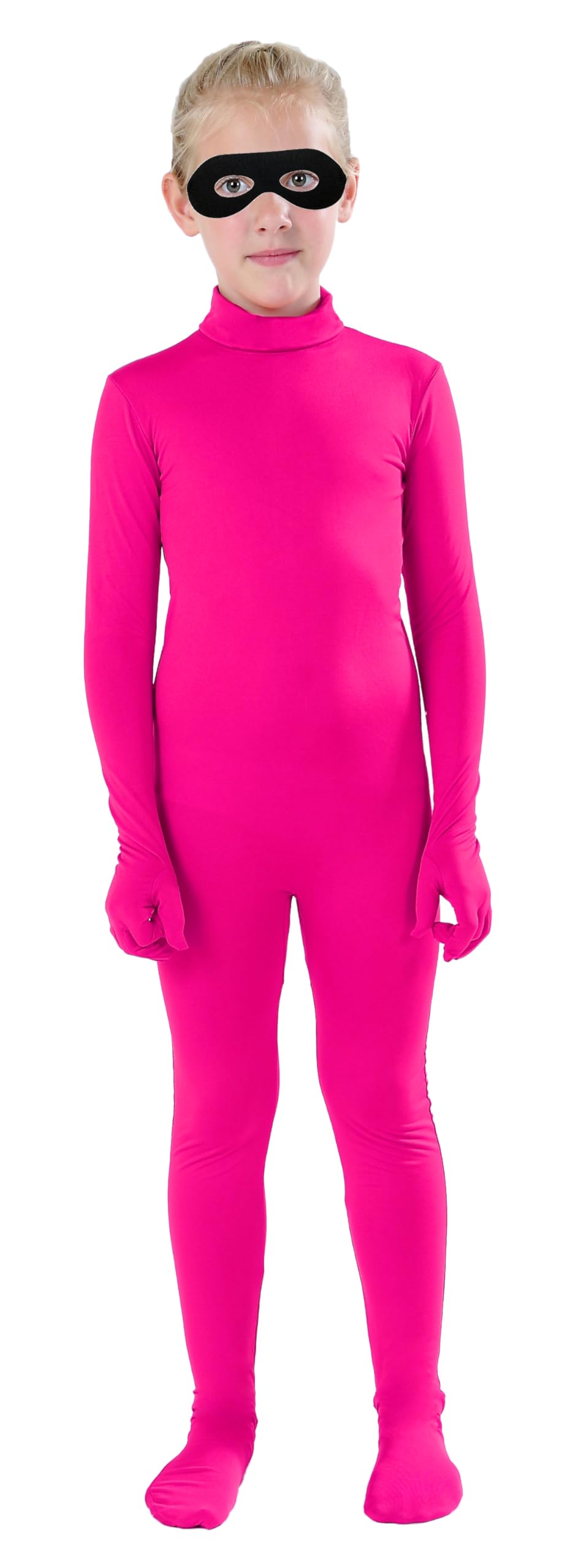 Full Bodysuit Include Felt Eye Mask Kids Dancewear Solid Color Spandex Zentai Child Unitard