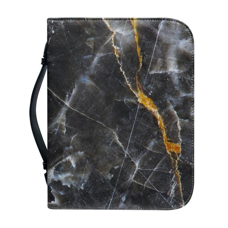 Garronmavis Black Marble Bible Cover for Women, Marbles Painting Zippered Bible Books Case, Modern Aesthetic Art Bible Bag - L — image 1