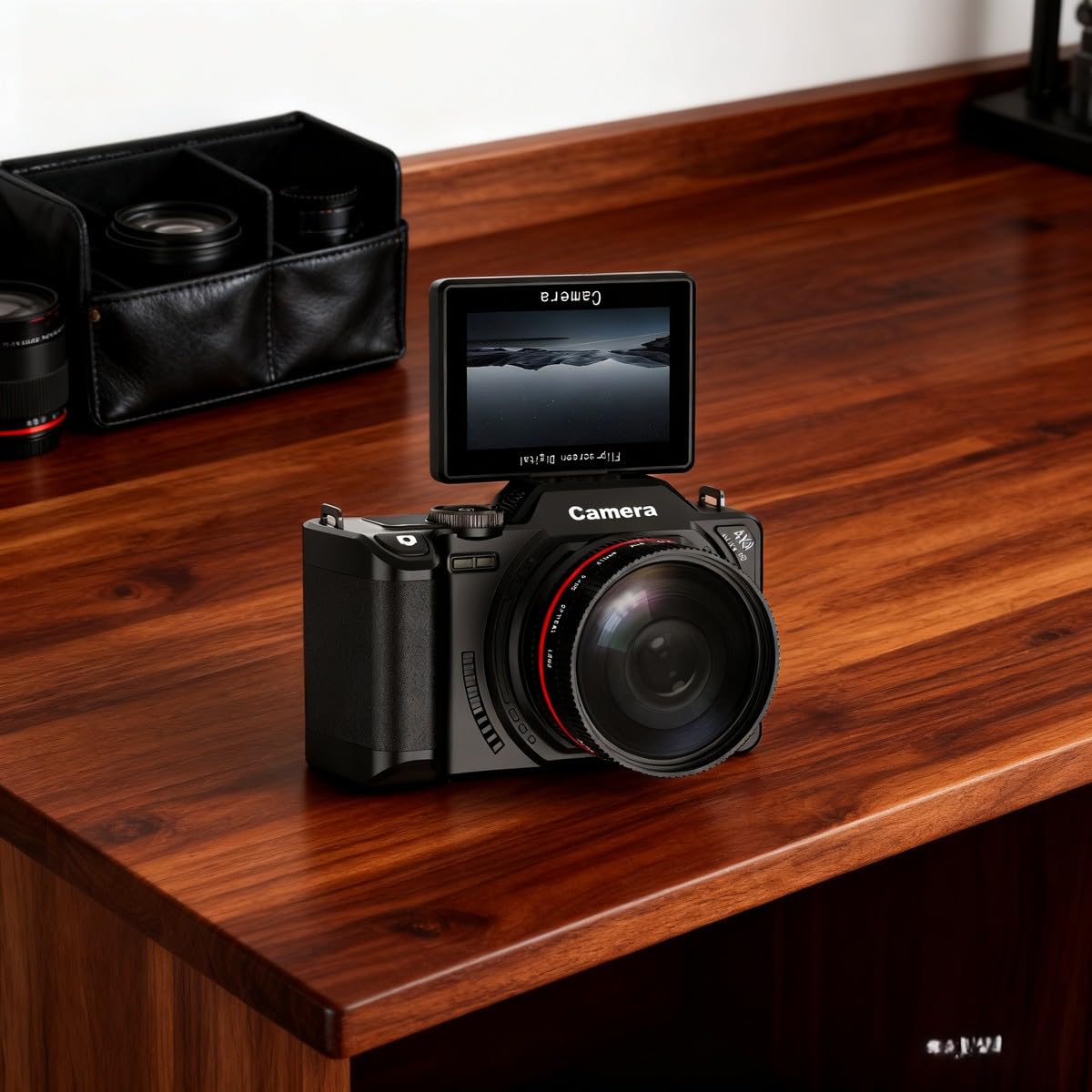Appareil photo 64 MP 4K avec zoom 18x, écran rabattable de 3 pouces et photographie WiFi, vlogging et aventures