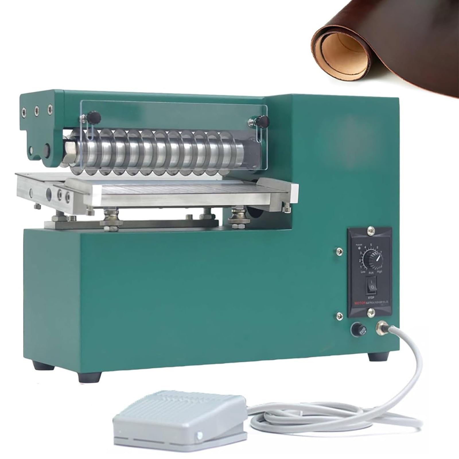 TozMvi Leather Slitting Skiving Machine, 90W Electric Leather Strap Cutter,20 cm Cutting Width,Adjustable Speed Leather Strip Splitter Tool for Leather, Fabric,Rubber, Plastic