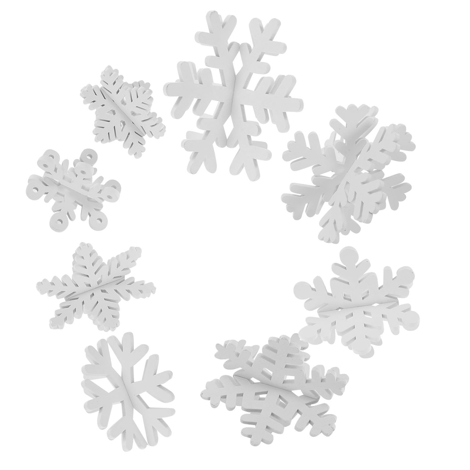 Toyvian 32 Pezzi Decorazione Natalizia Fiocco di Neve 3d in Legno Bianco