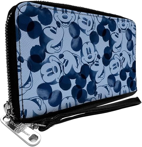 Buckle-Down Disney - Cartera de diseño de Mickey Mouse para mujer, elegante cremallera alrededor - Cartera de mano para mujer, Mickey Mouse,