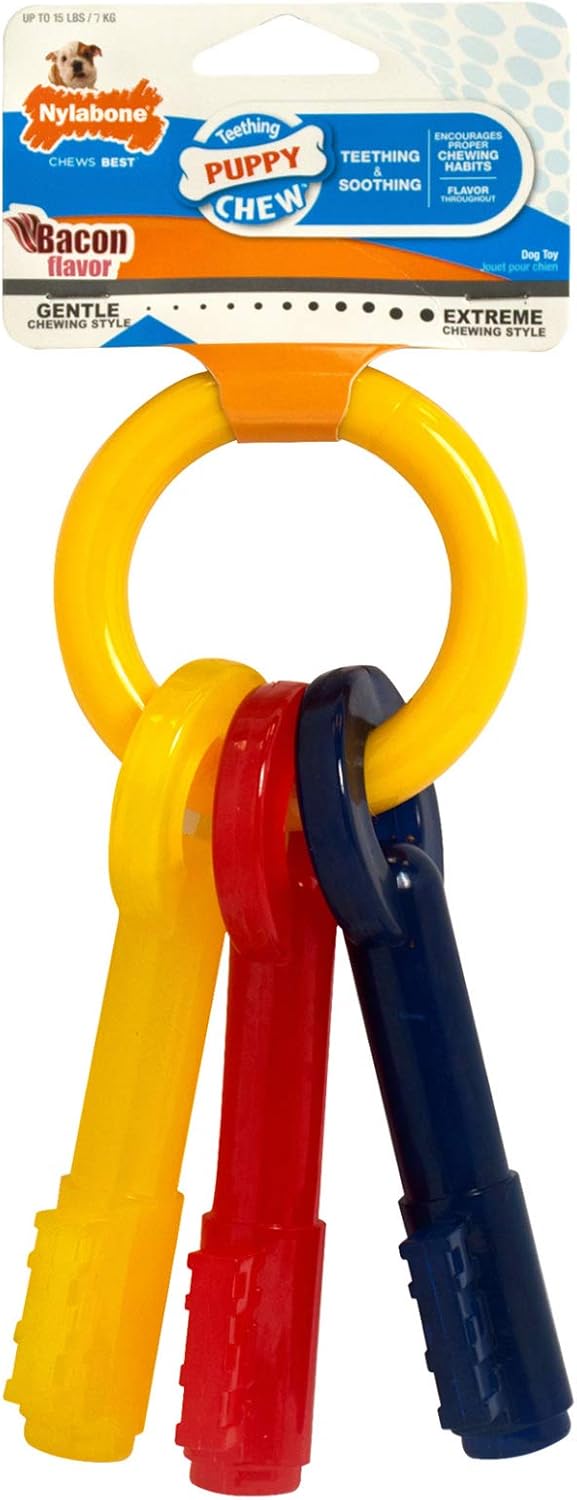 Nylabone Puppy Teething Keys Dog Chew Toy [Set of 2] Size: X-Small