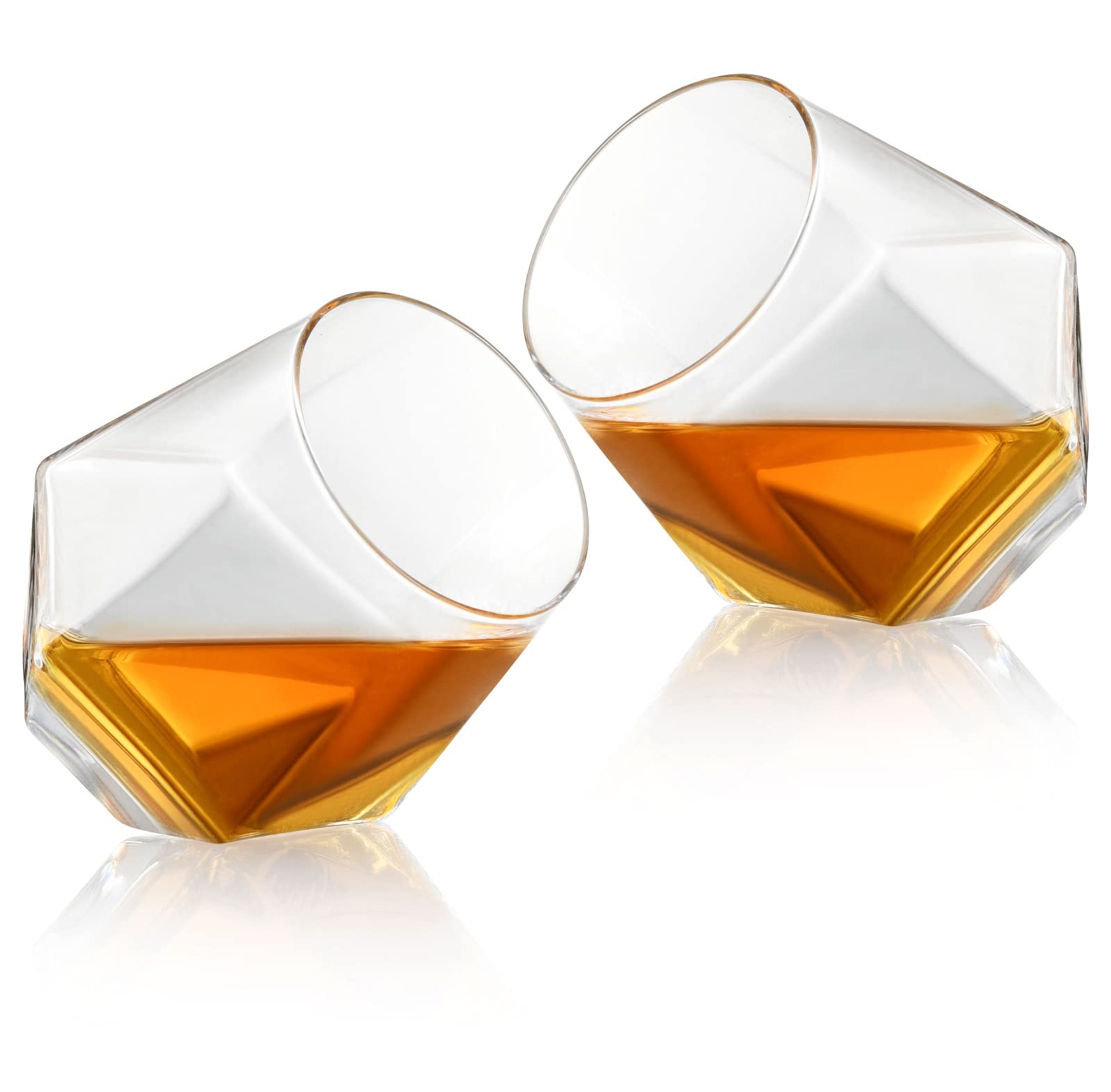The Diamond Glasware Zestaw karafek diamentowych z 2 szklankami - ręcznie wykonany uchwyt na napoje, do whiskey, szkockiej szkockiej, burbona - elegancki, lekki, trwały, na prezent na urodziny, rocznicę i Dzień Ojca
