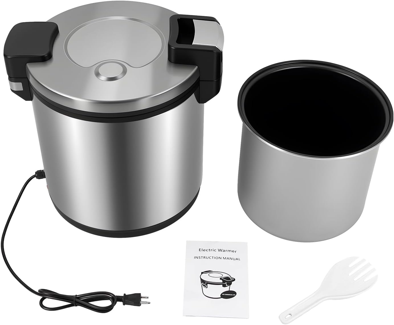 23L/6Gal Commercial Rice Warmer, 110V 110W Portable Electric Rice Warmer Heavy Duty Food Warmer with Rice Spoon 154℉- 161℉ Adjustable Temperature Control Rice Warmer for Restaurant Party