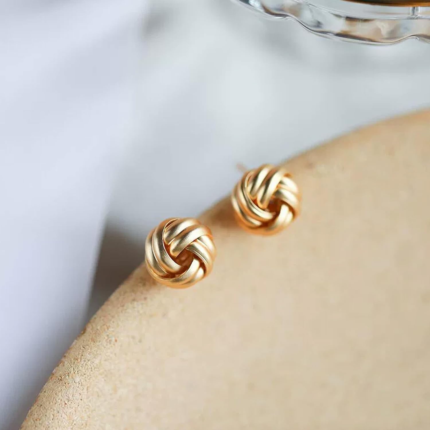 Love Knot Gold Earrings for Women Trendy 14K Gold Plated Stud Earring Vintage Chunky Knot Post Earrings Women Gifts - Image 5