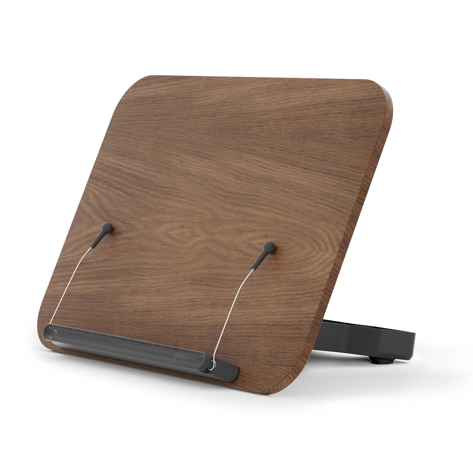 Book Stand for Reading, JaoNanl Adjustable Book Display Stand, Foldable Cookbook Stand with Elastic Page Clips, Multifunctional Display Stand for