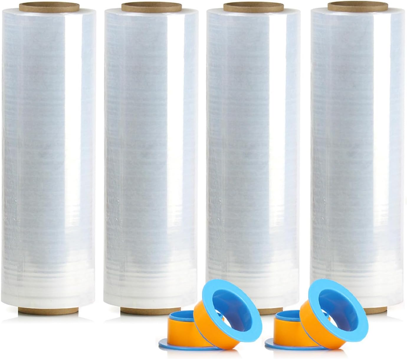 BOMEI PACK 4 Rolls Transparent Stretch Film Extra Strong Pallet Film for Moving, Storage and Shipping