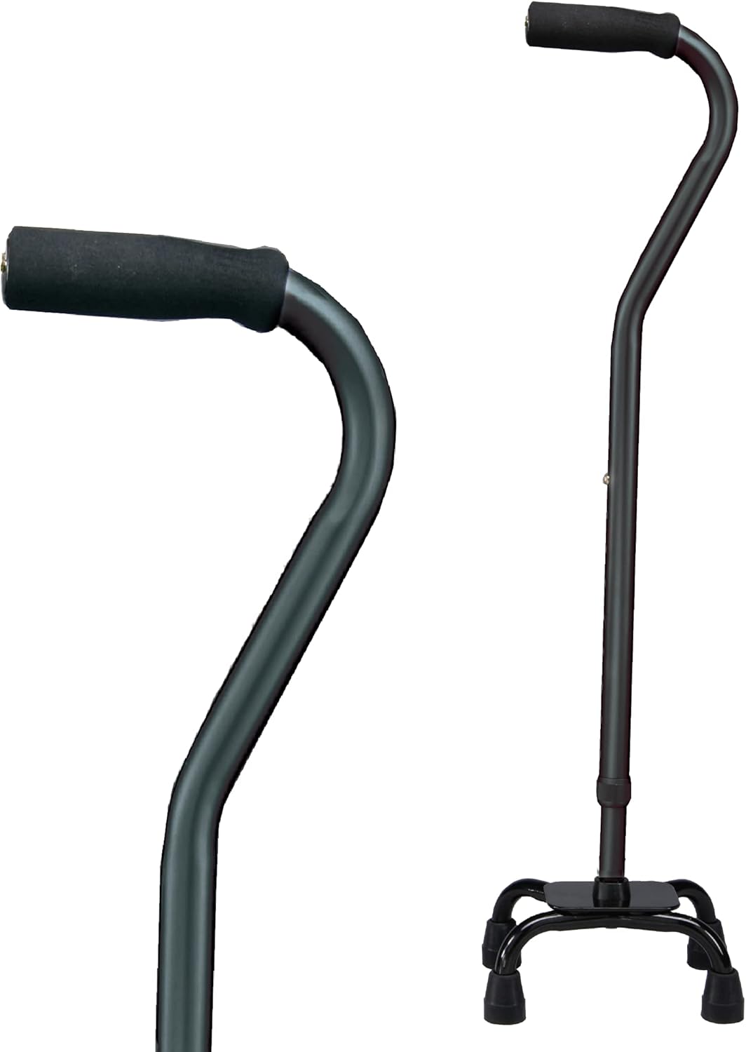 Carex Quad Cane with Small Base Adjustable Height Quad Cane and Walking Stick with
