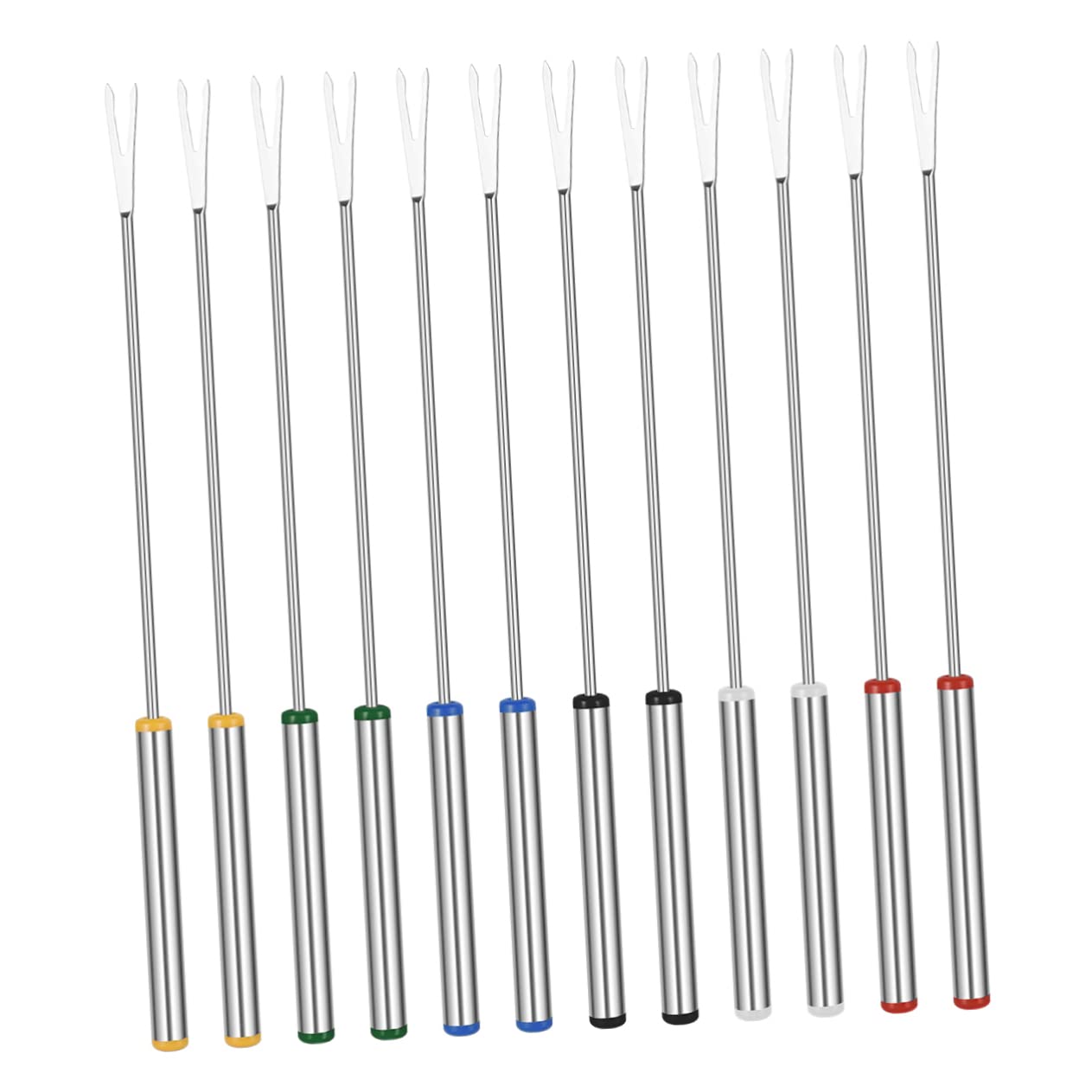 Cabilock Fruit Dessert Fondue Fork Set 12pcs 24cm Stainless Steel Forks Heatproof Handles for Cheese Fondue Random Color