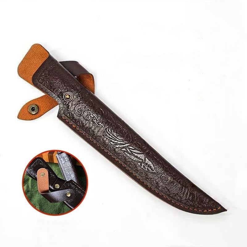 1PC PU Knife Sheath, Handmade Protective Cover for Belt with Snap Closure is Suitable for Outdoor Camping, Hiking